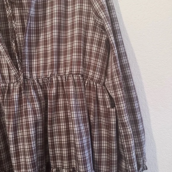 Lisa Says Gah Brown Plaid Dress 3XL - Picture 3 of 6